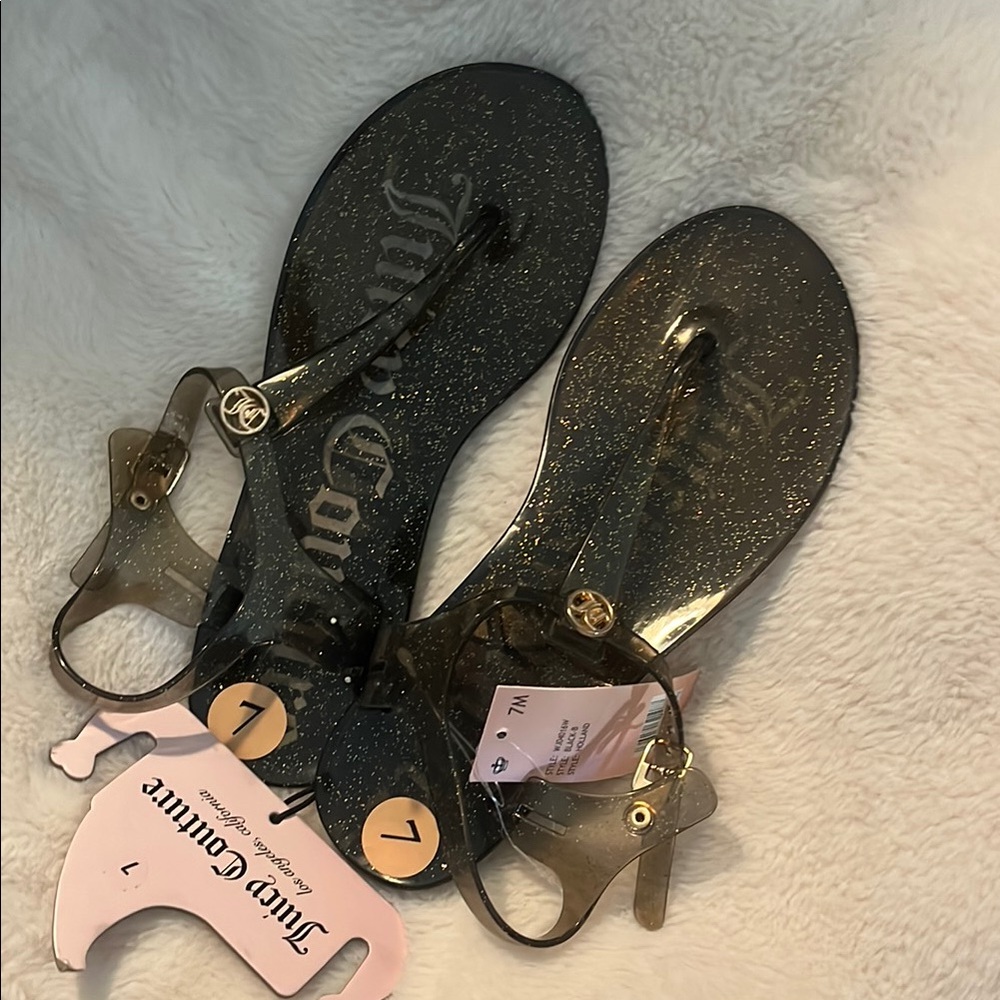Juicy Couture Black Sandals with Shiny Straps - Picture 2 of 4